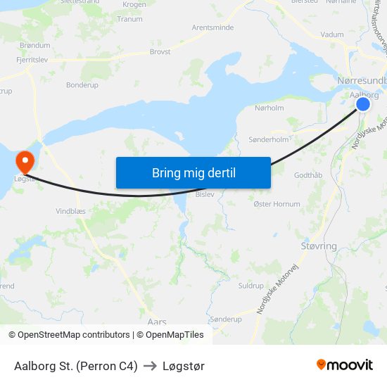 Aalborg St. (Perron C4) to Løgstør map
