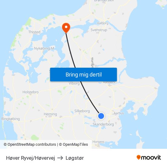 Høver Ryvej/Høvervej to Løgstør map