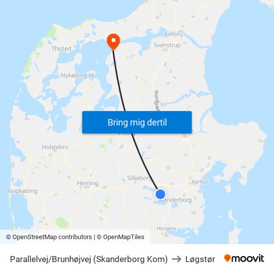 Parallelvej/Brunhøjvej (Skanderborg Kom) to Løgstør map