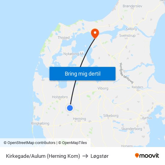 Kirkegade/Aulum (Herning Kom) to Løgstør map