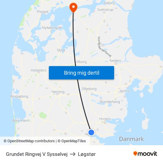 Grundet Ringvej V Sysselvej to Løgstør map