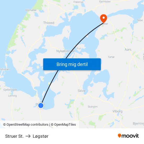 Struer St. to Løgstør map