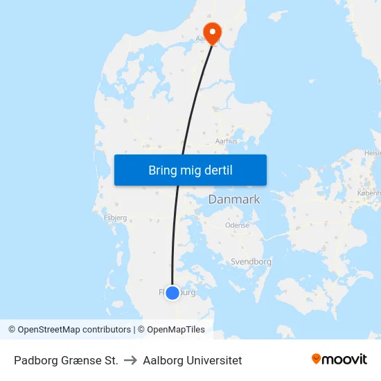 Padborg Grænse St. to Aalborg Universitet map
