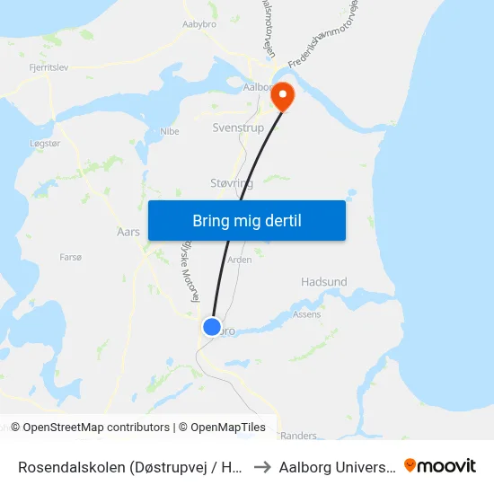 Rosendalskolen (Døstrupvej / Hobro) to Aalborg Universitet map