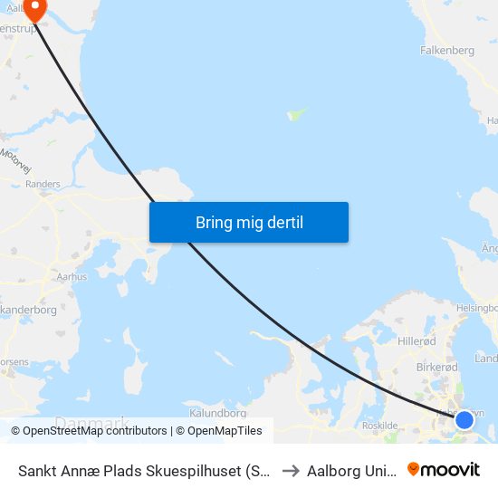Sankt Annæ Plads Skuespilhuset (Sankt Annæ Plads) to Aalborg Universitet map