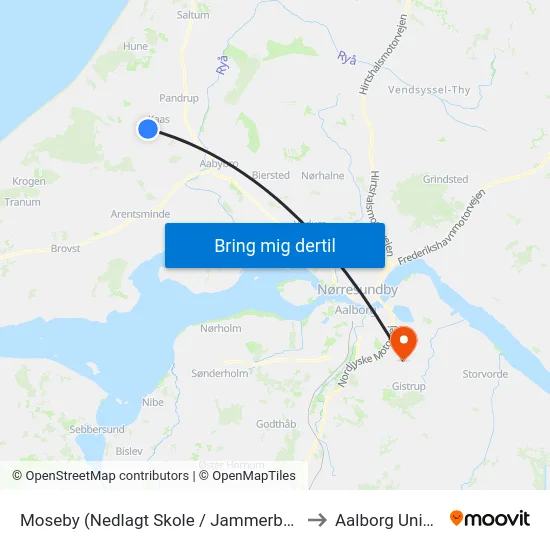 Moseby (Nedlagt Skole / Jammerbugt Kommune) to Aalborg Universitet map