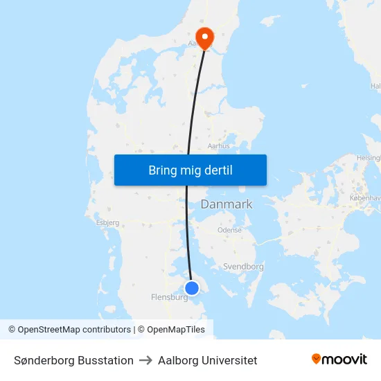 Sønderborg Busstation to Aalborg Universitet map