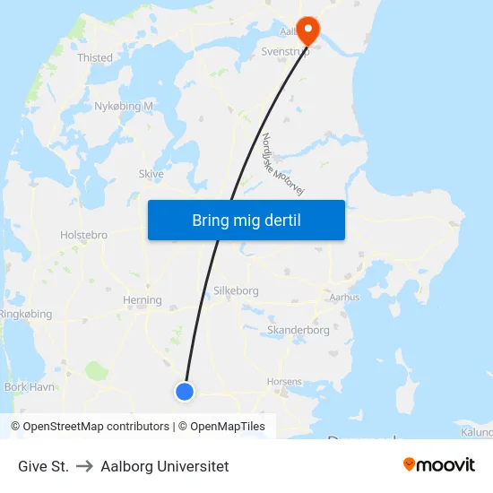 Give St. to Aalborg Universitet map