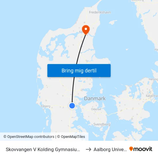Skovvangen V Kolding Gymnasium (Kolding) to Aalborg Universitet map