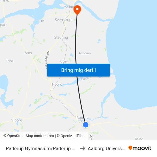 Paderup Gymnasium/Paderup Blvd. to Aalborg Universitet map