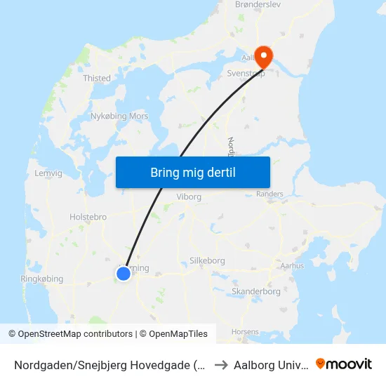 Nordgaden/Snejbjerg Hovedgade (Herning Kom) to Aalborg Universitet map