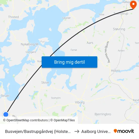 Busvejen/Bastrupgårdvej (Holstebro Kom) to Aalborg Universitet map