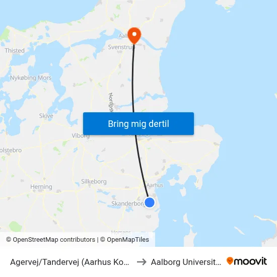 Agervej/Tandervej (Aarhus Kom) to Aalborg Universitet map