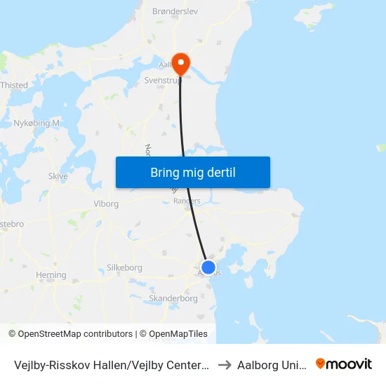 Vejlby-Risskov Hallen/Vejlby Centervej (Aarhus Kom to Aalborg Universitet map