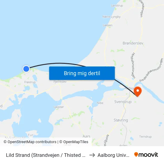 Lild Strand (Strandvejen / Thisted Kommune) to Aalborg Universitet map