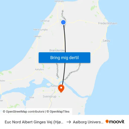 Euc Nord Albert Ginges Vej (Hjørring) to Aalborg Universitet map