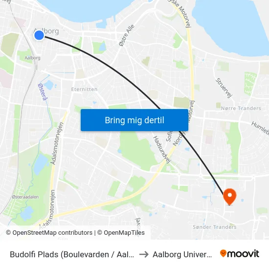 Budolfi Plads (Boulevarden / Aalborg) to Aalborg Universitet map