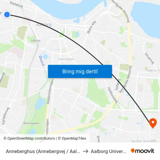 Anneberghus (Annebergvej / Aalborg) to Aalborg Universitet map