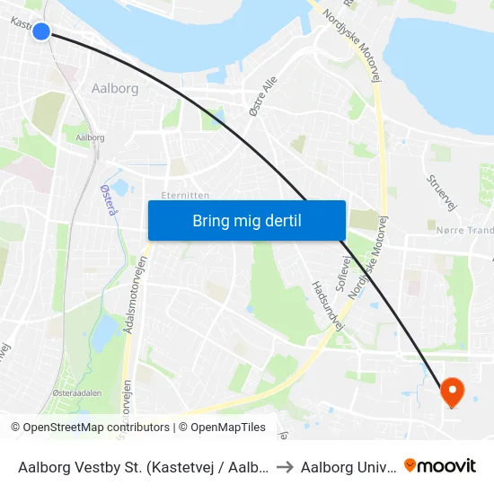 Aalborg Vestby St. (Kastetvej / Aalborg Vestby St) to Aalborg Universitet map