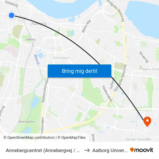 Annebergcentret (Annebergvej / Aalborg) to Aalborg Universitet map