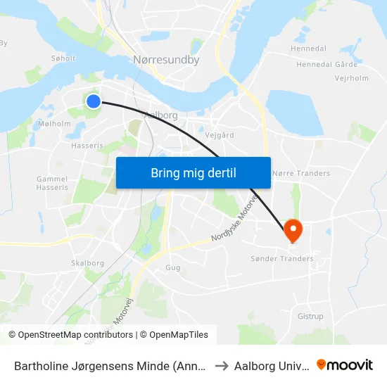 Bartholine Jørgensens Minde (Annebergvej / Aal to Aalborg Universitet map