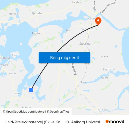 Hald/Ørslevklostervej (Skive Kom) to Aalborg Universitet map