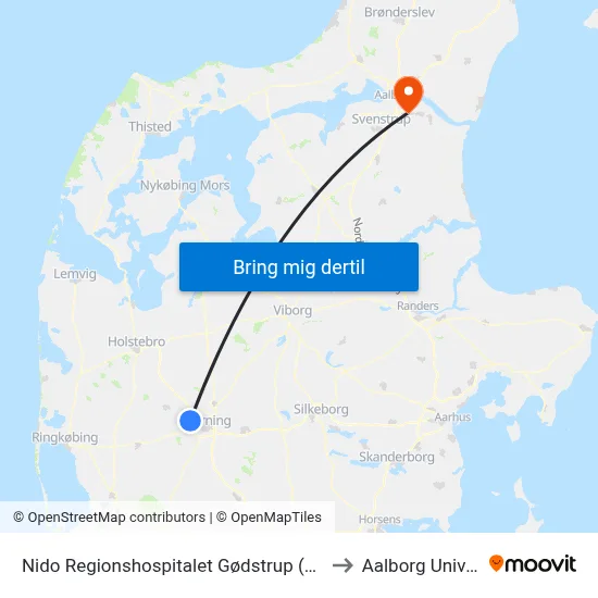 Nido Regionshospitalet Gødstrup (Herning Kom) to Aalborg Universitet map