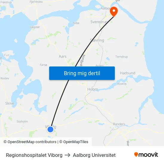 Regionshospitalet Viborg to Aalborg Universitet map
