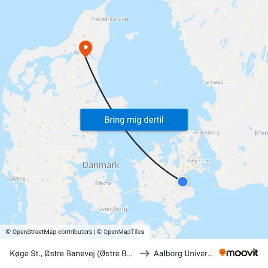 Køge St., Østre Banevej (Østre Banevej) to Aalborg Universitet map