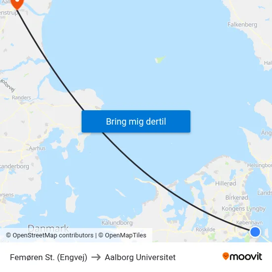 Femøren St. (Engvej) to Aalborg Universitet map