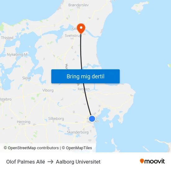 Olof Palmes Allé to Aalborg Universitet map