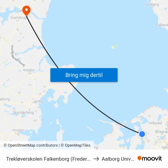 Trekløverskolen Falkenborg (Frederiksborggade) to Aalborg Universitet map