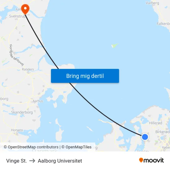 Vinge St. to Aalborg Universitet map
