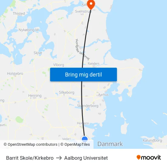 Barrit Skole/Kirkebro to Aalborg Universitet map