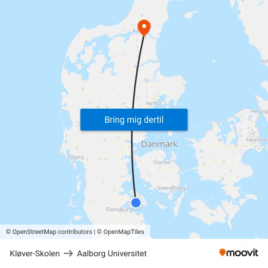 Kløver-Skolen to Aalborg Universitet map