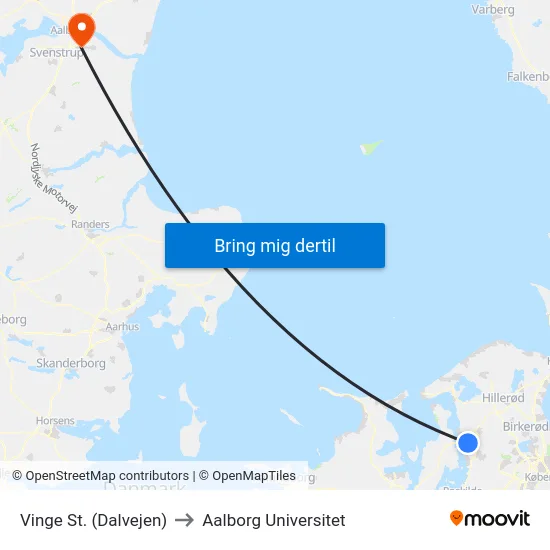 Vinge St. (Dalvejen) to Aalborg Universitet map