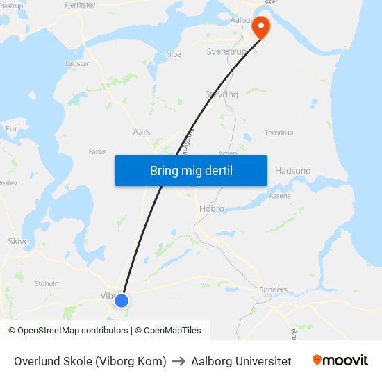 Overlund Skole (Viborg Kom) to Aalborg Universitet map
