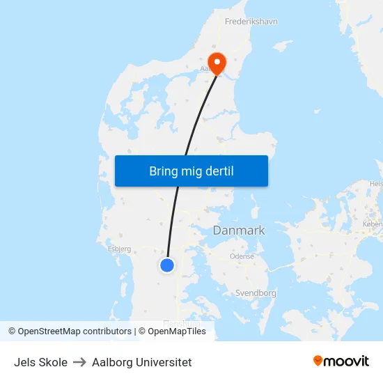 Jels Skole to Aalborg Universitet map