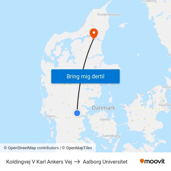 Koldingvej V Karl Ankers Vej to Aalborg Universitet map