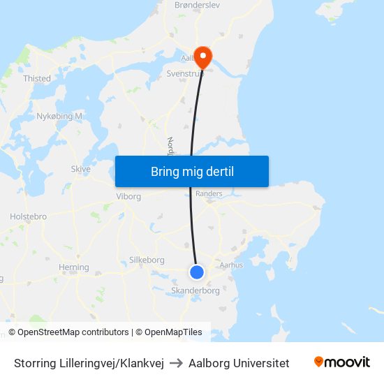 Storring Lilleringvej/Klankvej to Aalborg Universitet map