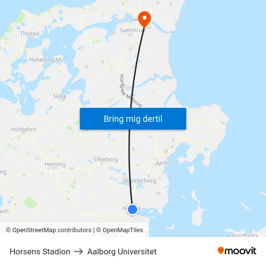 Horsens Stadion to Aalborg Universitet map