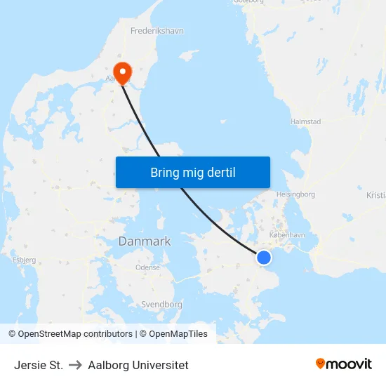 Jersie St. to Aalborg Universitet map