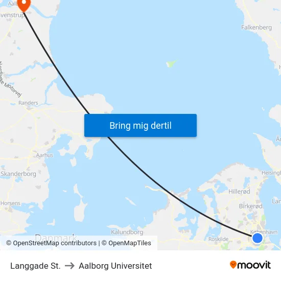 Langgade St. to Aalborg Universitet map
