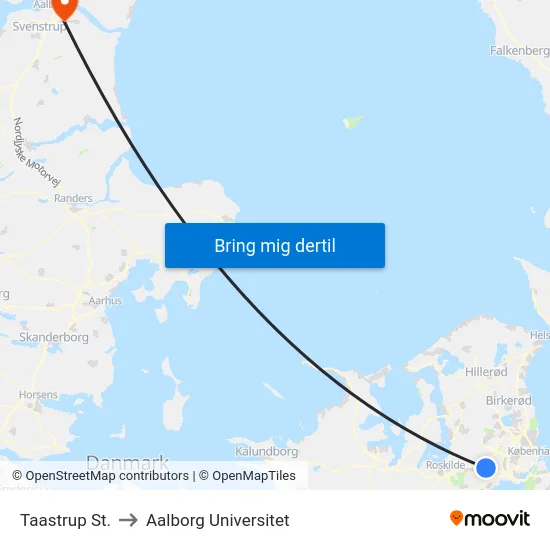 Taastrup St. to Aalborg Universitet map