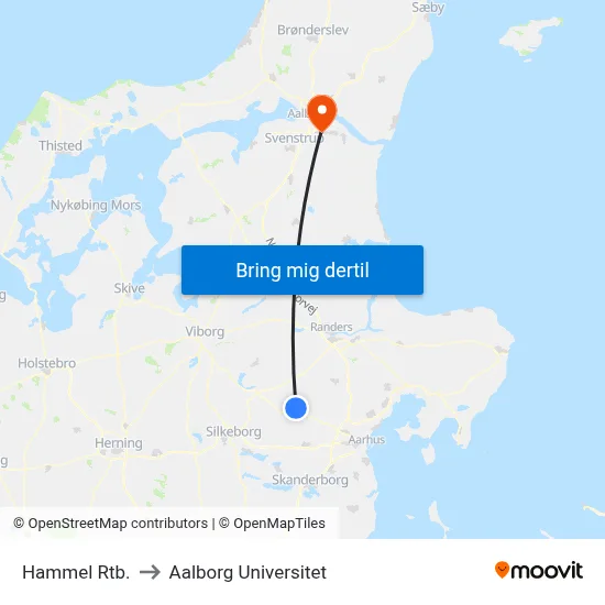 Hammel Rtb. to Aalborg Universitet map