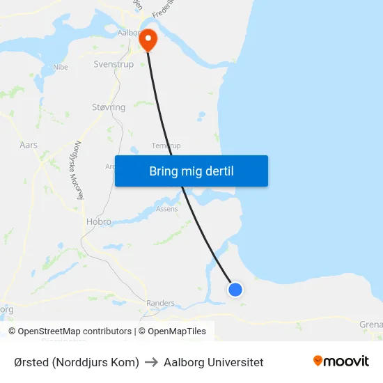 Ørsted (Norddjurs Kom) to Aalborg Universitet map