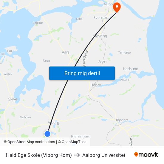 Hald Ege Skole (Viborg Kom) to Aalborg Universitet map