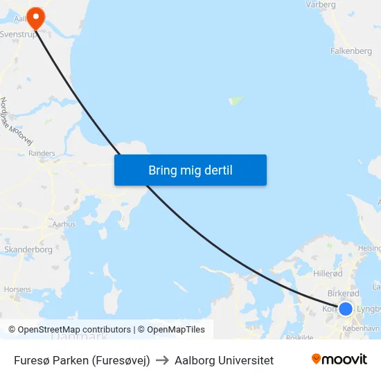 Furesø Parken (Furesøvej) to Aalborg Universitet map