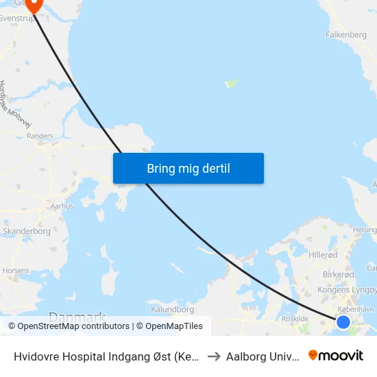 Hvidovre Hospital Indgang Øst (Kettegård Allé) to Aalborg Universitet map