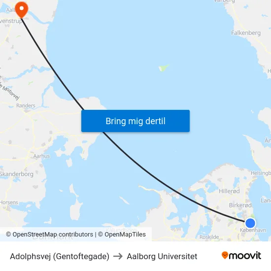 Adolphsvej (Gentoftegade) to Aalborg Universitet map